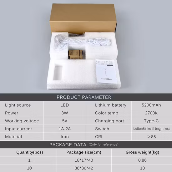 3 Modi Touch Control USB wiederaufladbare LED-Schreibtischlampe für den Innenbereich